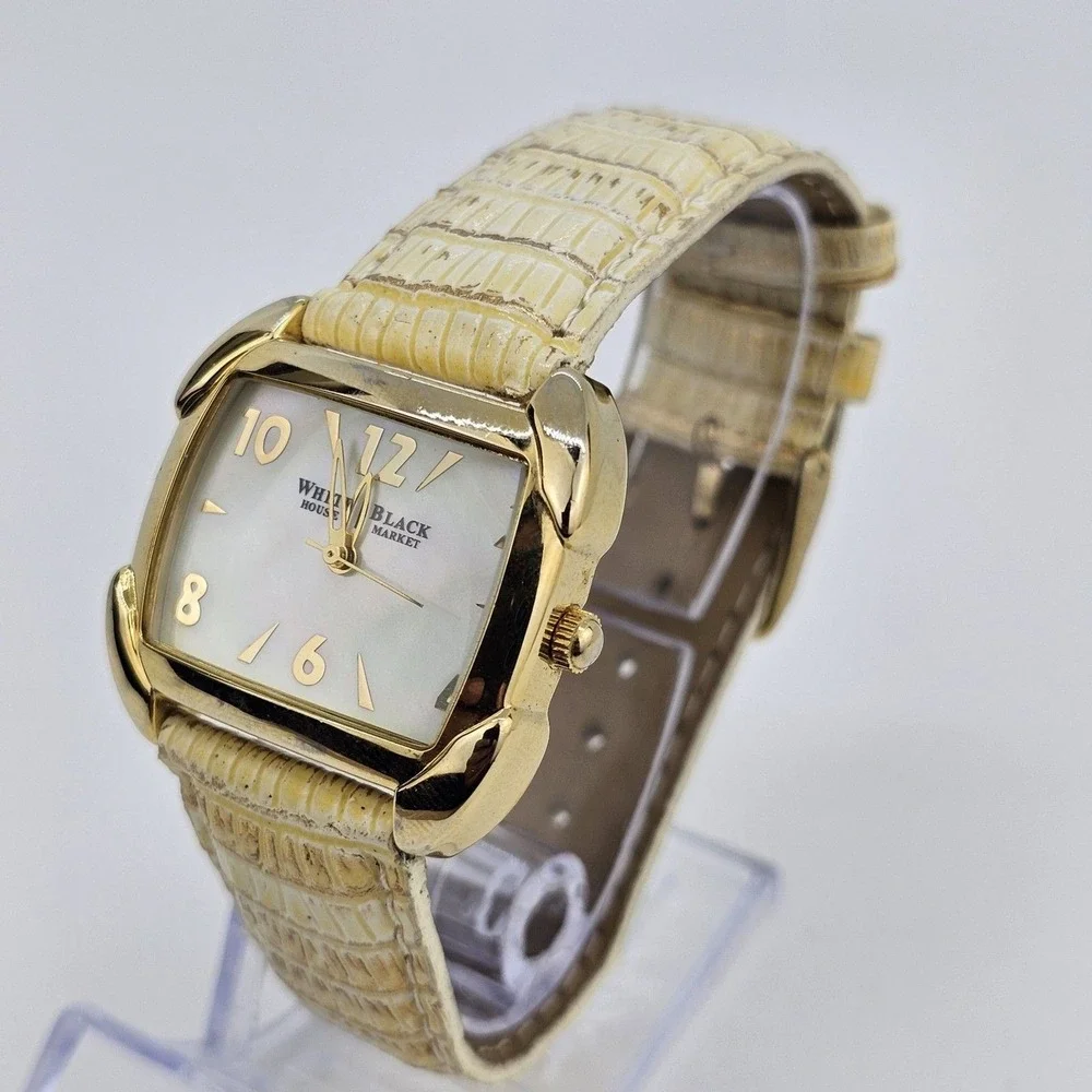 White House Black Market Women's Watch 34MM White Dial Leather Bands New Battery